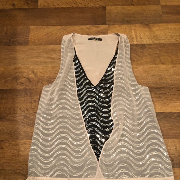 PURE SUGAR Chiffon and Sequin Racerback Tank -M - Picture 2 of 5